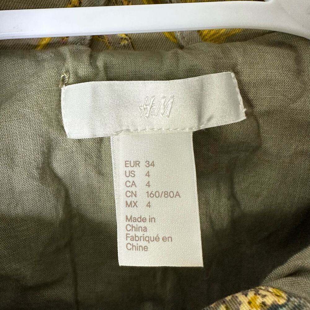 H&M Women's 4 Jacket Floral Cargo Utility Cotton Canvas Full Zip EUC - Picture 5 of 5
